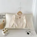Infant baby knitted cardigan zip up sweater toddler cute casual outerwear cream white top - 73cm / Off White