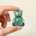 Green Fluorite Crystal Bear Figurine Hand Carved Geometric Faceted Animal Statue Decor - Green Fluorite Bear