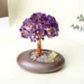 Figurine d'arbre à argent en cristal d'améthyste naturelle décoration de bureau feng shui - Améthyste