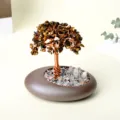 Arbre à argent en cristal naturel, décoration de richesse pour bureau et maison. - Œil de tigre