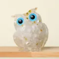 Crystal stone resin owl figurine decor creative desktop ornament cute animal sculpture - White Crystal + Gold Foil