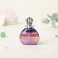 Natural fluorite crystal perfume bottle pendant essential oil bottle DIY decoration - Fluorite / Silver