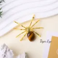 Natural crystal tiger eye spider ornament, unique gemstone desktop decor for Halloween. - Tiger Eye Spider / Gold