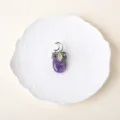 Pendentif en alliage de cristal d'améthyste naturelle soleil lune étoile bijoux collier - Améthyste