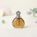Amber crystal perfume bottle pendant with silver crown cap, elegant DIY jewelry accessory. - Smoky Quartz / Silver