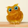 Crystal stone resin owl figurine craft for home desktop decor cute animal ornament - Dyed Yellow With Gold Foil