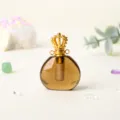 Natural Crystal Perfume Bottle Pendant Essential Oil Vial Elegant DIY Jewelry Accessory - Smoky Quartz / Gold