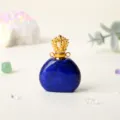 Pendentif flacon de parfum en cristal de lapis lazuli couronne dorée accessoire bijoux DIY - Lapis-lazuli / Or