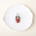 Pendentif en alliage incrusté de cristal d'agate naturelle soleil lune collier DIY bijoux. - Jaspe Rouge