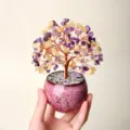 Arbre d'argent en cristal naturel bonsaï avec des pierres d'améthyste et de citrine pour décor. - Arbre en Cristal Amétrine (24 Branches 9 Perles)