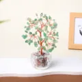 Arbre d'Argent en Cristal Vert Naturel Feng Shui Bonsai Pierre Précieuse Décoration - Arbre d'Aventurine