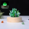 Luce notturna in cristallo verde con base in legno, lampada LED d'atmosfera per camera. - Verde Galvanizzato