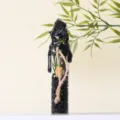 Natural crystal wish bottle magic glass vial with black gravel and wax seal decor. - Obsidian Raw Stone Bottle