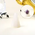 Natural crystal conical ring holder white mineral jewelry display stand desktop ring storage - White Crystal
