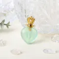 Pendentif flacon de parfum en cristal naturel en forme de cœur avec couronne dorée, DIY. - Fluorite Verte - Or