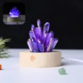 Luce notturna a grappolo di cristallo con base in legno, lampada d'atmosfera USB per la camera. - Viola Galvanizzato
