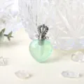 Pendentif flacon de parfum cœur en cristal vert naturel avec couronne, bijou élégant. - Fluorite Verte - Argent