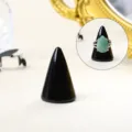 Porte-bague en cristal noir présentoir minimaliste pour bijoux organisateur de bagues bureau - Obsidienne