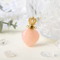 Magnifique pendentif flacon de parfum en cristal rose naturel avec bouchon couronne d'or. - Quartz Rose-Or