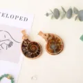 Natural ammonite fossil shell wire wrapped pendant handmade gemstone necklace variant fashion jewelry - Gold Edging