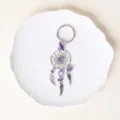 Amethyst dreamcatcher keychain metal alloy crystal pendant bag charm accessory gift item - Amethyst Dream Catcher
