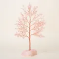Arbre d'argent en cristal de quartz rose avec base en pierre brute, décoratif maison. - Arbre de Cristal de Quartz Rose