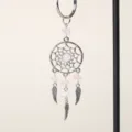 Natural rose quartz dream catcher keychain alloy feather tassel charm pendant accessory - Rose Quartz Dream Catcher