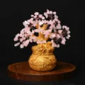 Natuurlijke rozenkwarts kristal geldboom geluk boom feng shui huis decoratie figuur - S / Roze