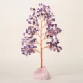 Variante d'arbre en cristal d'améthyste avec branches en fil de cuivre et base en quartz. - Arbre de Cristal d'Améthyste