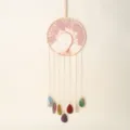 Atrapasuenos arbol de la vida de cristal hecho a mano con colgantes de agata. - Cuarzo rosa