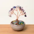 Arbre a argent en pierre precieuse bonsai sculpture pour deco bureau maison chanceux - Fluorite