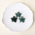 Natural green agate star pocket stone crystal decoration set of three smooth pieces - Moss Agate