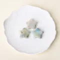 Natural crystal star pocket stone, polished pentagram jade ornament for home decor and healing. - Amazonite