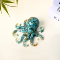 Crystal stone epoxy resin octopus figurine cute desktop ornament home office decor wholesale - Turquoise Style