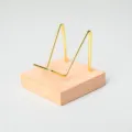 Wooden crystal mineral display stand with metal holder rack for gemstone and rock collection. - Large Solid Wood Base