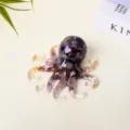 Amethyst crystal epoxy resin octopus figurine, cute purple crystal animal craft ornament. - Amethyst Style