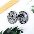 Snowflake obsidian palm stone crystal worry stone polished thumb massage healing piece - Snowflake Obsidian