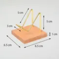 Gold metal wire crystal mineral display stand with brown base, large size 6.5x6.5x1cm item - Large Acrylic Base