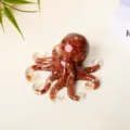 Cute crystal crushed stone resin octopus figurine for home office desktop decoration craft. - Red Jasper
