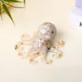 Crystal chip resin cute octopus figurine desktop ornament home office decoration - White Porcelain Style