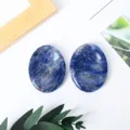 Natural blue crystal worry stones, polished oval palm stones for massage and stress relief. - Blue Vein