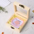 Natural rose quartz crystal bracelet and star ornament set in a wooden storage gift box. - Rose Quartz Gift Box Set