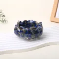 Natural crystal crushed stone epoxy lotus resin bowl demagnetizing tray home decor ornament - Lapis Lazuli