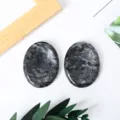Natural polished crystal labradorite palm stone worry stone for anxiety relief and hand massage - Sparkling Black