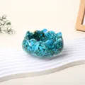 Blue crystal gravel epoxy lotus bowl ornament crystal stone demagnetization holder base - Turquoise