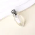Klaren tropfenformigen Glasflakon Anhanger mit Kronenmetallkappe fur DIY Halskette - Bergkristall-Silber