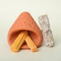 Set de quemador de incienso de arcilla con Palo Santo y salvia blanca para meditacion y calma. - Conjunto de Chimenea / Conjunto de Madera Sagrada y Salvia / Rojo Marrón