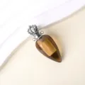 Brauner tropfenförmiger Kristall Parfüm Flasche Anhänger Silberne Krone Halskette DIY - Rauchquarz - Silber