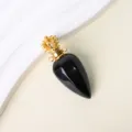 Schwarzer Kristall Parfümflakon Anhänger mit Goldkronenkappe, DIY Halskette Schmuck. - Obsidian - Gold