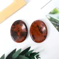 Natural crystal worry stone thumb massage stone polished healing palm stone for relaxation - Mahogany Obsidian